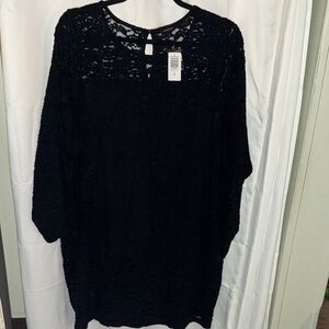Torrid Black Mini Dress Lace Long Sleeve Sexy Black Plus Size 6x NWT